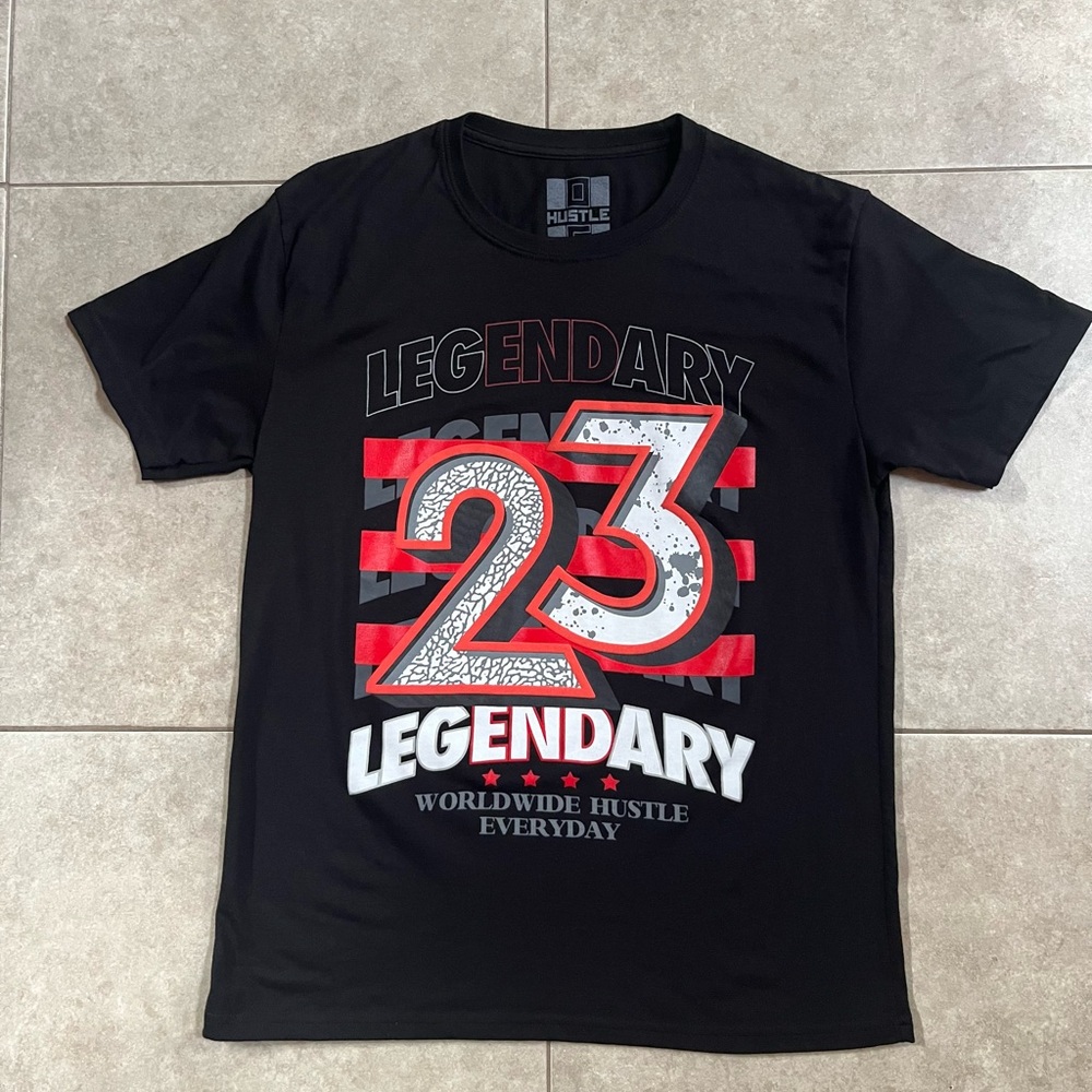 HUSTLE G "Legend 23" Black & Red T-Shirt Men's Size Large Excellent Condition